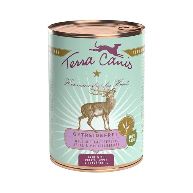 Terra Canis Grain-Free Venison Meat, 14.1 oz (400 g), Made in Germany, Complete Food for Dogs, More Than 20 Ingredients, Grain Free, Digestion and Absorption, Human Grade Calcium