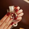 Collection-nanosky 24pcs Pearl Pendant Short Handmade Nail Tips with Double Sided Adhesive Tape for Wedding, Party, After-party, Nail Lure