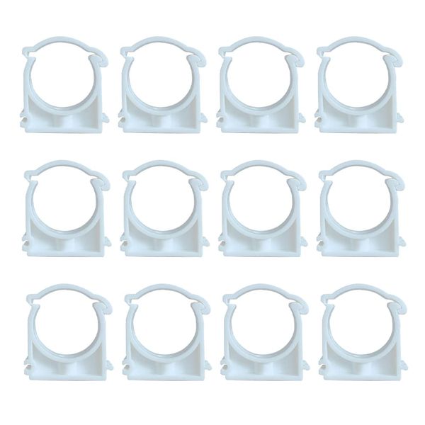 HLIWS 12PCS Inner Diameter 40mm,Plastic Water Pipe Fixed Clips,Tubing Clips,Universal Single Pipe Clip,Snap Single Hinged Pipe Clamp(White)