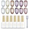 emigoro Magnetic Nails, Cat Eye Gel, Sparkling, Galaxy Nails, Color Gel, Nail Supplies, Magnetic Nails, Set of 6 Colors, UV/LED Compatible