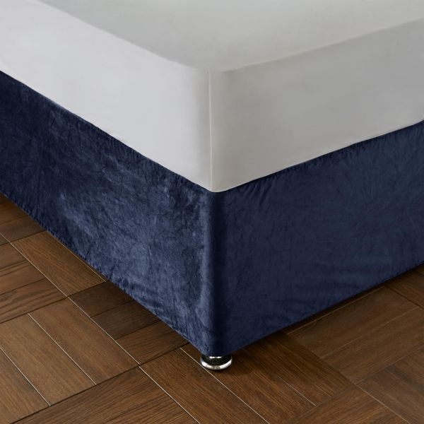 Catherine Lansfield Kingsley Matt Velvet Double Elasticated Divan Base Wrap Navy Blue