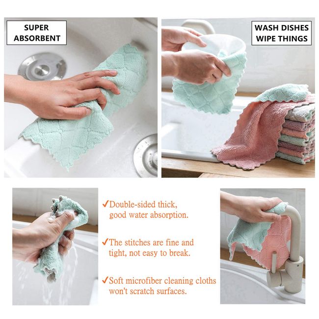 Microfiber Kitchen Wash Dishcloths, Ultra Soft Absorbent Quick