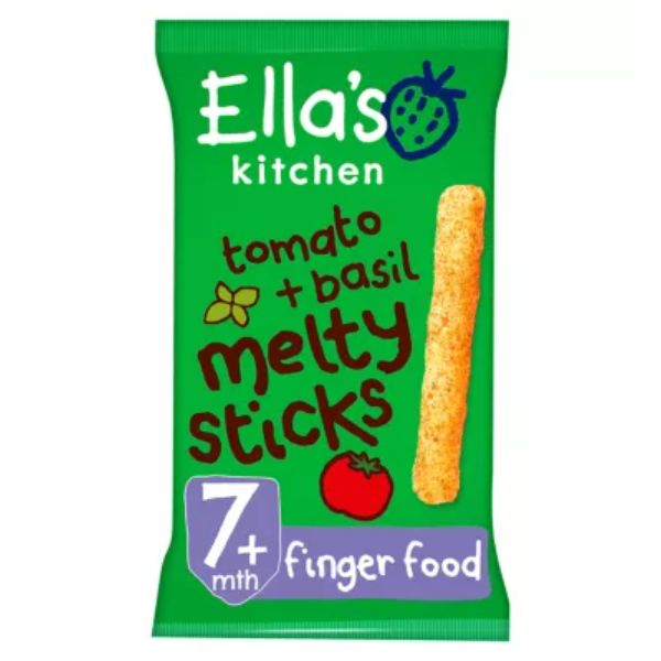 Ella's Kitchen Organic Tomato and Basil Melty Sticks Baby Snack 7+ Months 16g