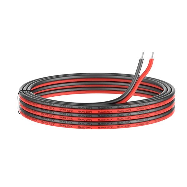 16awg Silicone Electrical Wire 2 Conductor Parallel Wire line 50ft [Black 25ft Red 25ft] 16 Gauge Soft and Flexible Hook Up Oxygen Free Strands Tinned Copper Wire