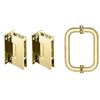CRL GENS3BR Polished Brass Geneva Shower Pull and Hinge Set