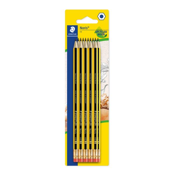 STAEDTLER 122-2 BK10 Noris Graphite Pencil with Eraser Tip - HB (Pack of 10)