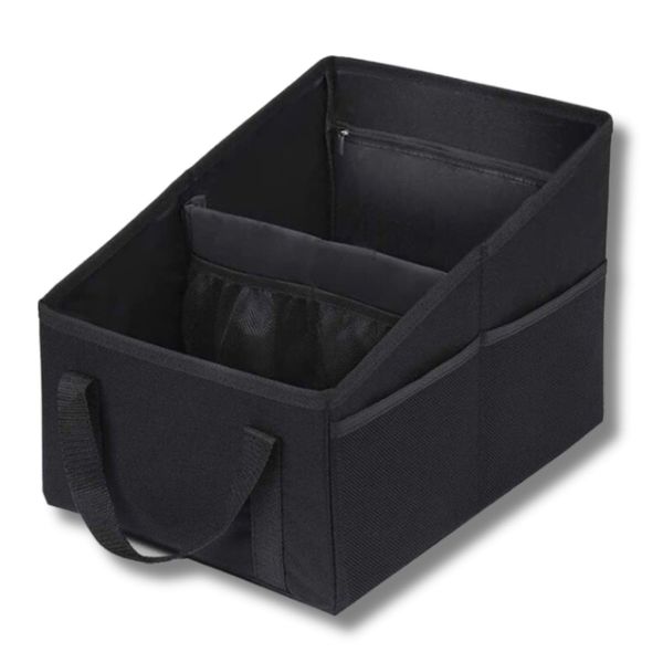 Trunk Storage Box, Passenger Seat Storage, Console Box, Foldable, Divider, Lightweight, Pocket, Black, Small Items, Car Storage Box