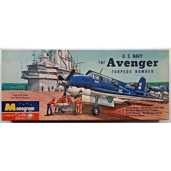 TBF AVENGER Plastic Model Airplane Kit U.S. NAVY Torpedo Bomber WW2 Monogram