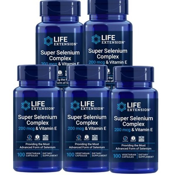 Super Selenium Complex - 200 mcg & Vitamin E - 5X100 Veggie Caps Life Extension