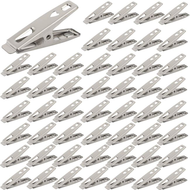 fogman Stainless Steel Clothespins Small Clips Pinch Mini Small Multi Purpose 50 Pieces