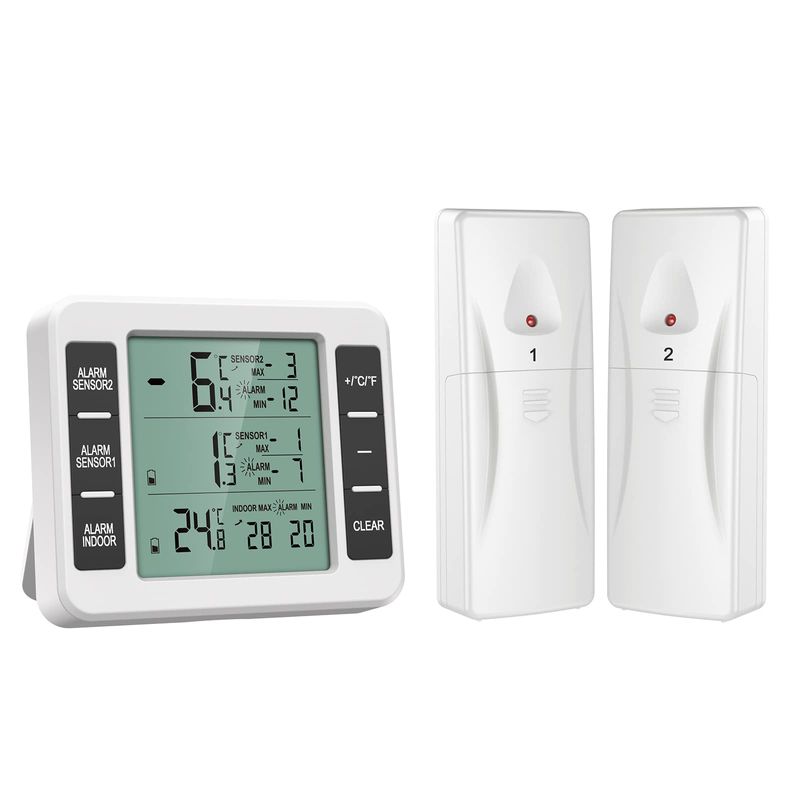 (UPGRADED) AMIR Refrigerator Thermometer, Wireless Indoor Outdoor ...