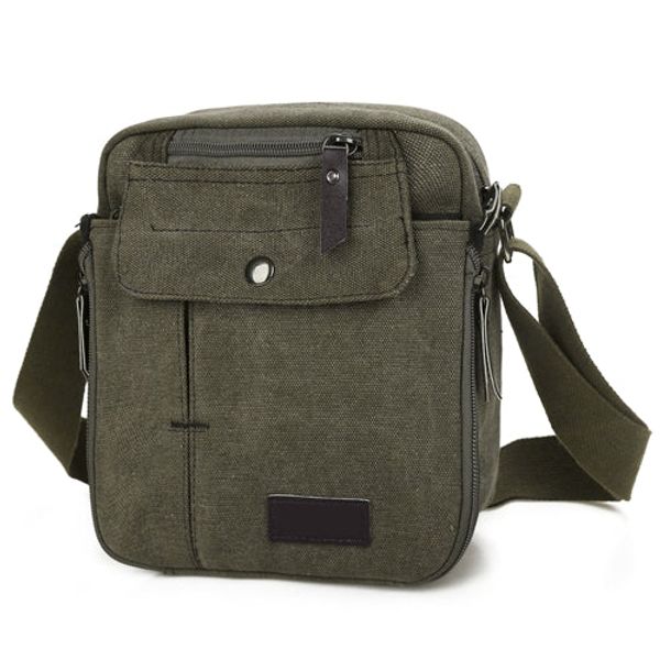 Unisex Crossbody Bags Canvas Phone Tablet PC Shoulder Bag Credit Card Key Messenger Purse - Green