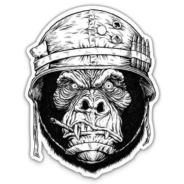 Gorilla Soldier Army - 12" Vinyl Sticker Waterproof Decal