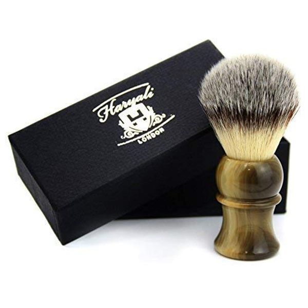 Gift Box for Men (Sythetic Hair Shaving Brush with Stunning Horn stimulated Handle with Men Made by Haryali)