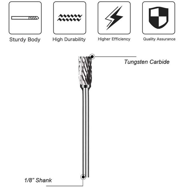 for Dremel Wood Carving Bits, Tungsten Steel Carbide Burr Set Wide  Application Wear Resistance 10 Different Shapes for Woodworking 