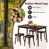 5PCS Dining Table Set for 4 w/ 4 Upholstered Stools Rubber Wood Legs for Kitchen
