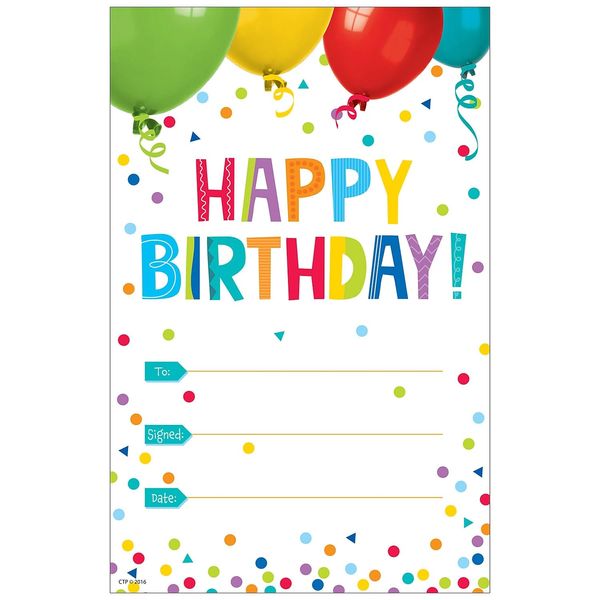 Creative Teaching Press® Painted Palette Happy Birthday Award, 30 Per Pack