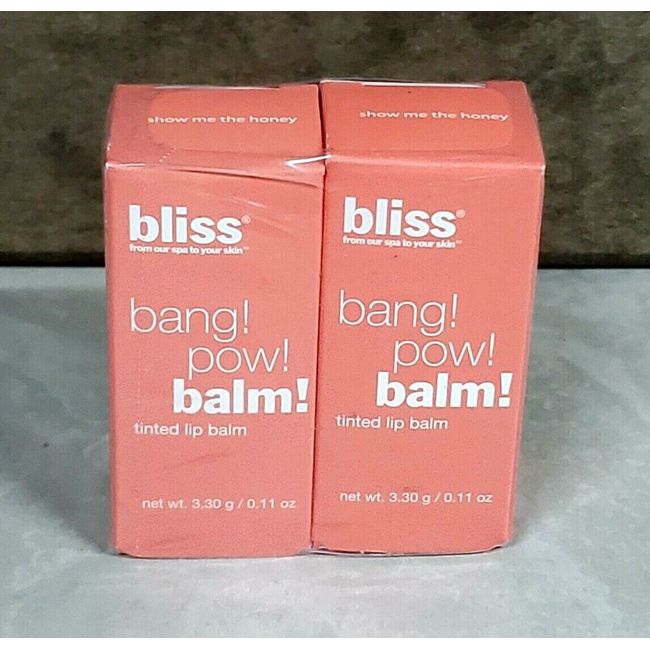 2X Bliss - Bang Pow Tinted Lip Balm - Show Me The Honey - Full Size NIB