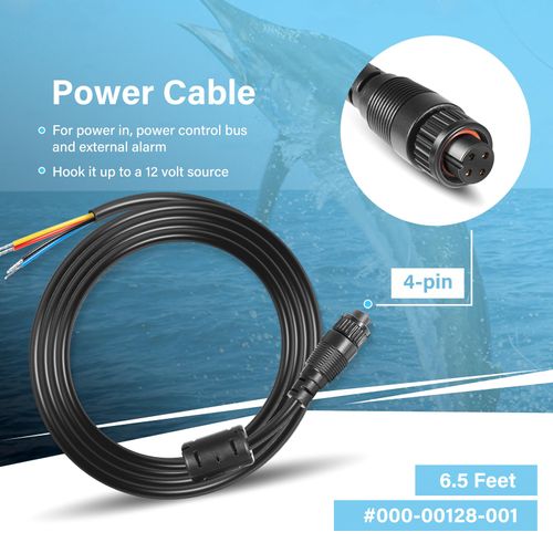 Bzumperyz 000-00128-001 Power Cable 4-pin Power Cord Fit for Simrad NSX Models 3007 3009 3012 3015, Go/NSS evo3 & Vulcan/Zeus3 for Power in, Power Control Bus and External Alarm (6.5 Feet)