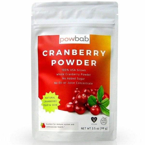 powbab Cranberry Powder from 100% USA Grown Organic Dried Cranberries (3.5 oz)