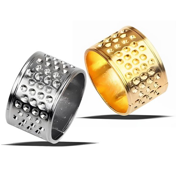 moonfarm Metal Thimble Set, Gold, Silver, Simple, Adjustable, Hand Sewing (2 Gold, 2 Silver)