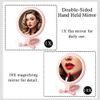 Bordhap 10X Handheld Magnifier, Double Sided Folding Makeup Mirror, Portable Handheld Mirror with Adjustable Handle(Pink)