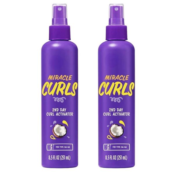Miracle Curls 2nd Day Curl Activator Spray Gel, 8.5 fl oz (2 Pack)