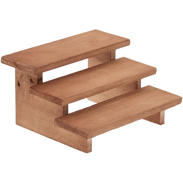 DAIKAI 83423 Display Fixture, Wooden Baum, 3-Tier Bench, Dark Brown, W4.7 x D4.3 x H2.6 inches (12 x 11 x 6.5 cm)