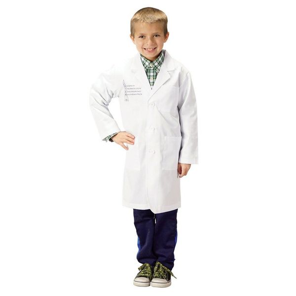 Aeromax Jr. STEM Lab Coat, White, 3/4 Length, size 8/10
