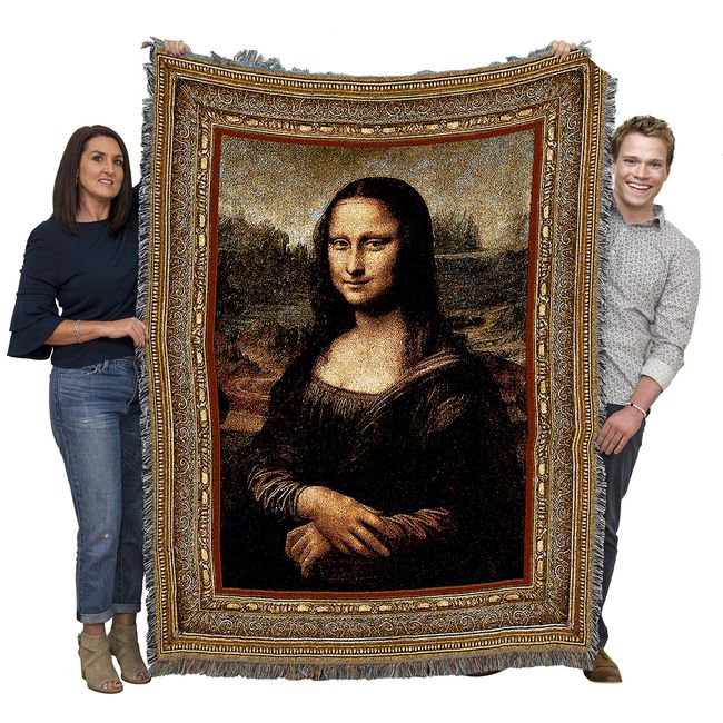 Mona Lisa - Leonardo da Vinci - Blanket Throw Woven from Cotton - Made in The USA (72x54)