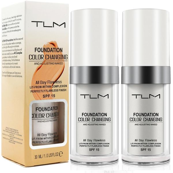 Foundation 2PACK, TLM Color Changing Foundation For Aging Skin,Liquid Makeup Base Nude Face Cover Concealer Cream,Warm Skin Tone Moisturizing Cover, Colour Changing Mature Skin Foundation, 60ML