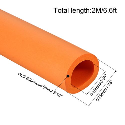 MECCANIXITY Foam Grip Tubing Handle Grips 25mm ID 35mm OD 6.6ft Orange for Utensils, Fitness, Tools Handle Support