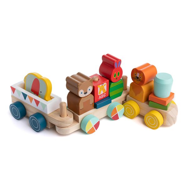 KIDS PREFERRED World of Eric Carle The Very Hungry Caterpillar Wooden Train Set, 12 Pieces