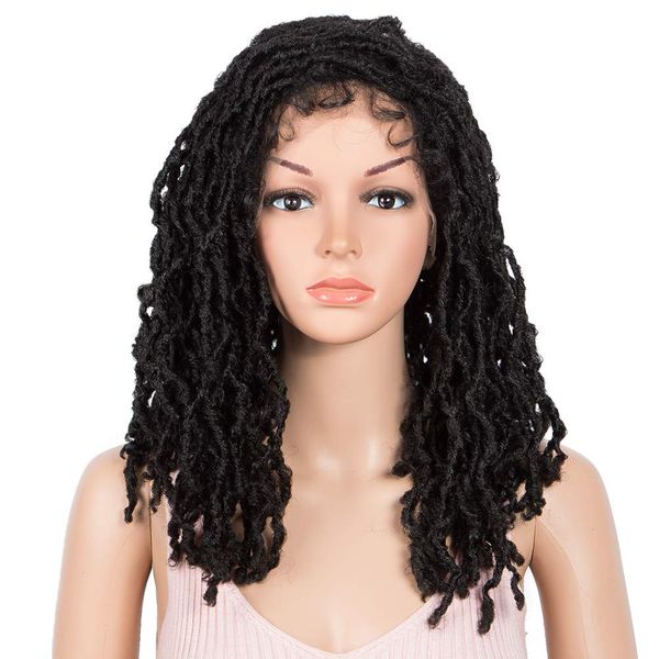 Style Icon 15.5" Short Faux Locs Wig with Baby Hair Synthetic Dreadlock Wig Natural Looking Handmade Braid Twist Wigs (1B, 15.5 Inches)