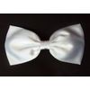 Large Satin Hair Bow Collection (Barrette, Pure White)