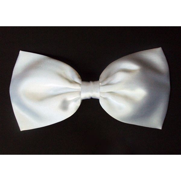 Large Satin Hair Bow Collection (Barrette, Pure White)