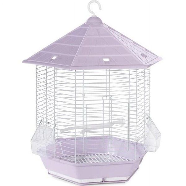 Bird Cage Cages Pets Hanging Hexagonal Shape Removable Plastic Grille Lilac New