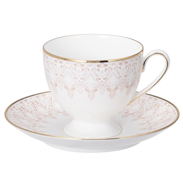 Narumi 52251-20857 Aurora Cup Saucer, 7.3 fl oz (210 cc), Pink, Lace Pattern, Tea & Coffee, Cute, Stylish, Mother's Day, Gift Box Included