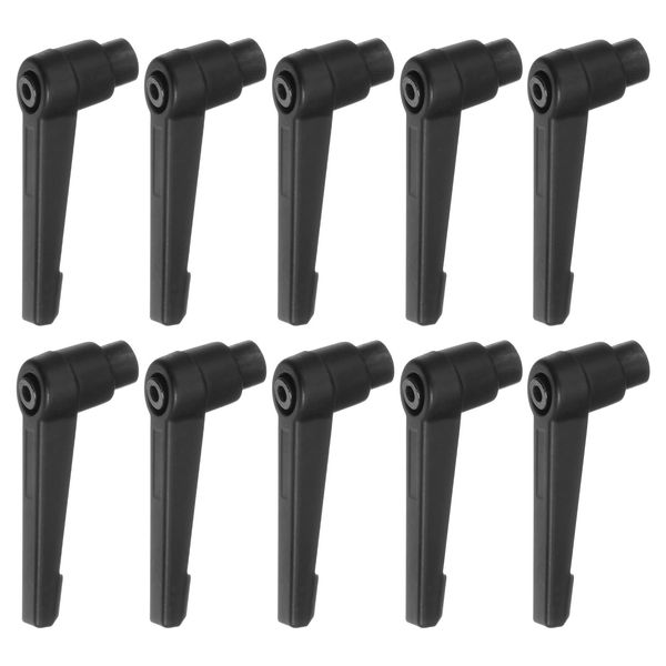 sourcing map 10pcs Adjustable Clamping Lever Handles M6 Female Thread Knobs Rotating Screw Locking Quick Release Ratchet Push Button Handle, Black