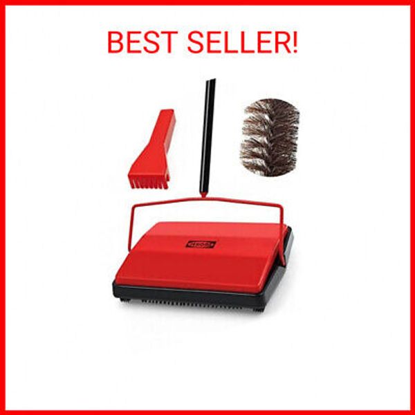 Manual Carpet Floor Sweeper with Horsehair Brush for Pet Hair and Debris