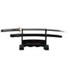 Handmade Sword - Fully Functional Samurai Katana Sword, 1045 Carbon Steel, Hand Forged Heat Tempered, Full Tang, Sharp, Brass Musashi Tsuba, Black Scabbard