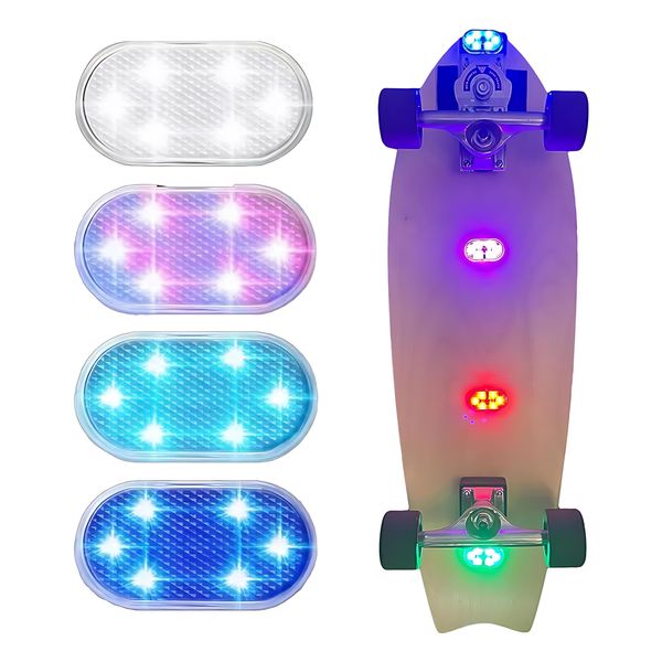 OFEYA HOME 4 Packs LED Skateboard Lights, Ideal Skating Shoes Kit, Perfect Scooter Lights for Night Riding, Longboard Accessories