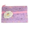 Sanrio Little Twin Stars Accessories Cosmetic Flat Polyester Pouch Double Zipper Two Pocket Case Bag 7.9" x 4.7" (Garden)