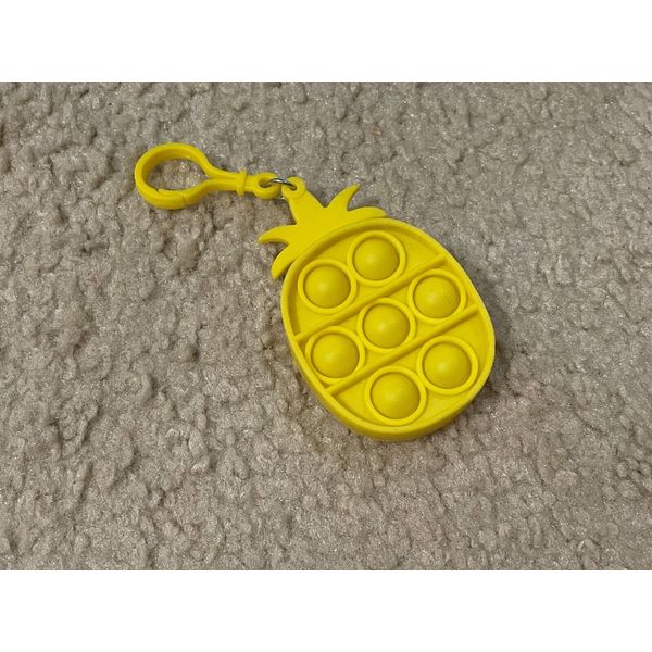 Yellow Pineapple Puzzle Push Pop It Bubble Toy Keychain Key Ring Accessory