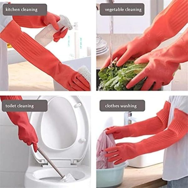 Rcuihak Thick Rubber Gloves, Super Long Kitchen Gloves, 21.7 inches (55 cm), Waterproof Gloves, Long Dishwashing, Long Sleeve, Cleaning Gloves, Rubber Gloves, For Car Washing, Washing, Washing,