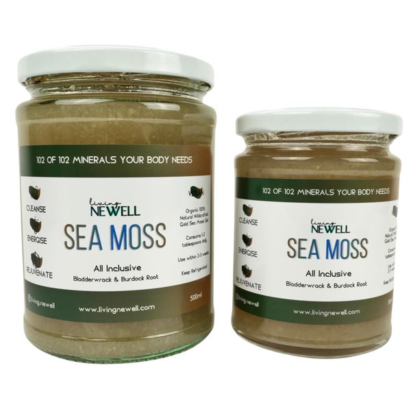 Sea Moss Gel (500ml) with Bladderwrack and Burdock Root | Wildcrafted St Lucia Sea Moss | Containing Essential Vitamins and Minerals | Irish sea Moss Gel