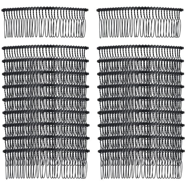 Lawie 20 Pack Bulk 30 Teeth Large Wide Black Metal Side Hair Combs Base Wire Twist Hair Comb Clips Wedding Bridal Veil Combs Decorative Headpiece French Twist Updo Bun Holder Accessories