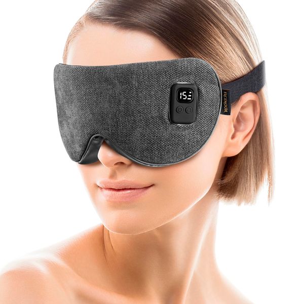 Heated Eye Masks for Dry Eyes, Cordless Warm Eye Compresses for Stye Relief, Heating Pad for Relief Eye Strain, Puffy, MGD, Electric Sleep Mask with 3 Temperature & 4 Time Control, Washable（Grey