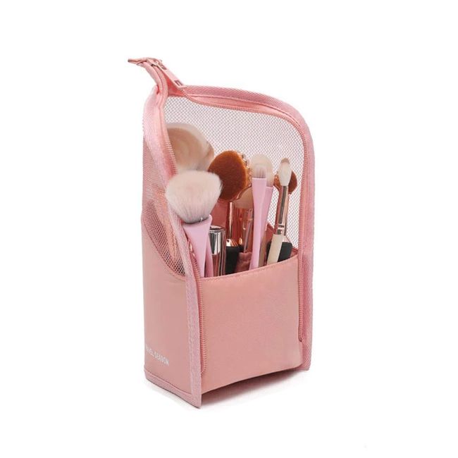 Make up Pinsel Tasche Reise Pinselhalter Multifunktional Kosmetik Halter Halb klar Organizer Wasserdicht Bürsten mit Reißverschluss Mäppchen Pink