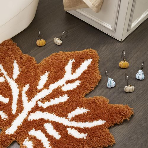 12PCS Cute Pumpkins Decorative Shower Curtain Hooks Rings for Fall Autumn Shower Curtains Bathroom Decorations Accessories Set, Metal Rustproof Thanksgiving Farmhouse Rustic Fall Shower Curtain Hooks